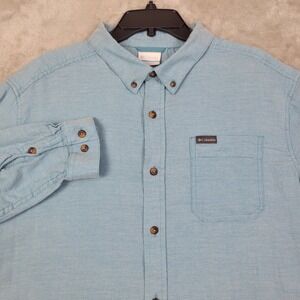 Columbia Mens Button Down Shirt Size XL Blue Long Sleeve Cotton Casual